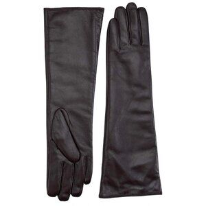 Long Genuine Leather Gloves Classy Women's Black Winter Gloves, Wool Lined, New